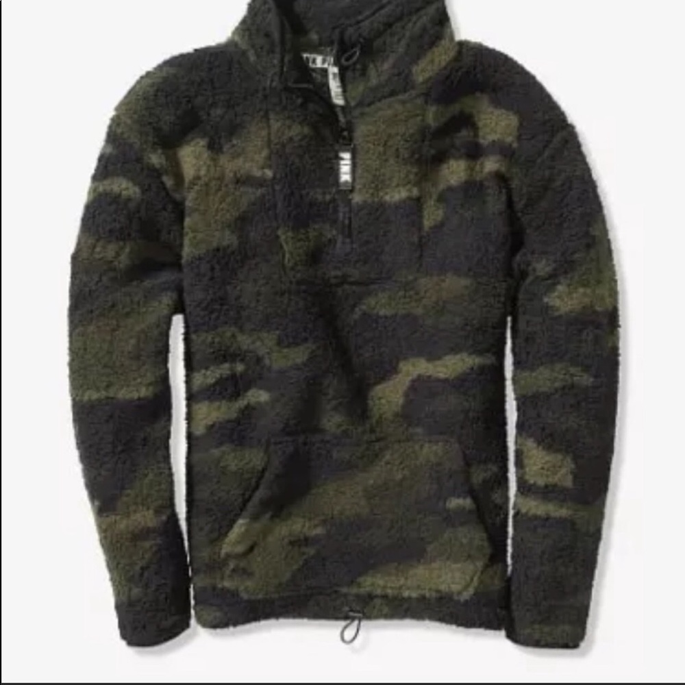 Victoria’s secret pink Sherpa pullover camp M or L